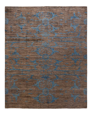 Contemporary Eclectic Brown Wool Area Rug 7' 10" x 9' 9" - Solo Rugs