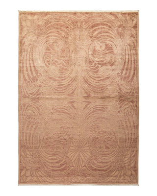 Contemporary Eclectic Beige Wool Area Rug 6' 0" x 8' 9" - Solo Rugs