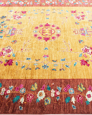 Contemporary Eclectic Yellow Wool Area Rug 6' 0" x 8' 10" - Solo Rugs