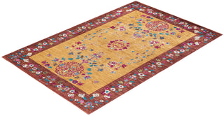 Contemporary Eclectic Yellow Wool Area Rug 6' 0" x 8' 10" - Solo Rugs