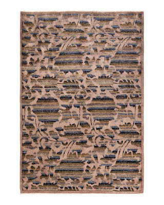 Contemporary Eclectic Brown Wool Area Rug 6' 3" x 9' 0" - Solo Rugs