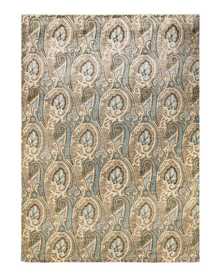 Contemporary Suzani Light Gray Wool Area Rug 10' 0" x 14' 2" - Solo Rugs