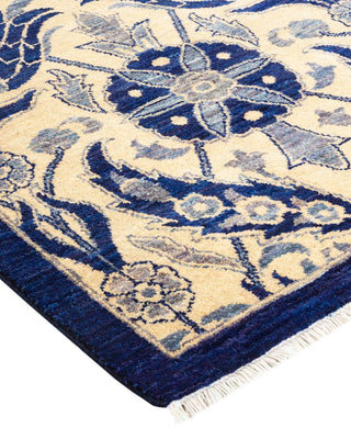 Contemporary Suzani Blue Wool Square Area Rug 6' 3" x 6' 6" - Solo Rugs