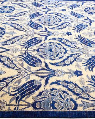 Contemporary Suzani Blue Wool Square Area Rug 6' 3" x 6' 6" - Solo Rugs