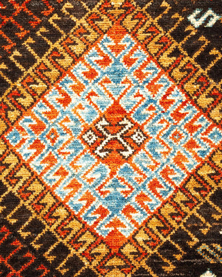 Bohemian Tribal Black Wool Area Rug 5' 1" x 7' 3" - Solo Rugs