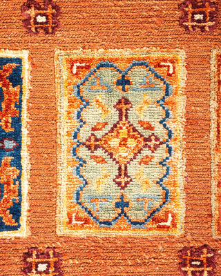 Bohemian Tribal Orange Wool Area Rug 5' 10" x 7' 10" - Solo Rugs