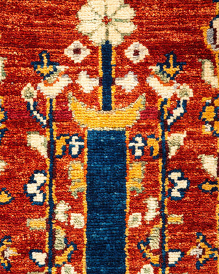 Bohemian Tribal Orange Wool Area Rug 5' 8" x 7' 10" - Solo Rugs