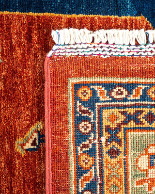 Bohemian Tribal Orange Wool Area Rug 5' 8" x 7' 10" - Solo Rugs