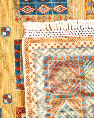 Bohemian Tribal Yellow Wool Area Rug 5' 5" x 6' 6" - Solo Rugs