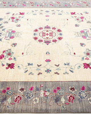 Contemporary Eclectic Ivory Wool Runner 6' 1" x 11' 8" - Solo Rugs