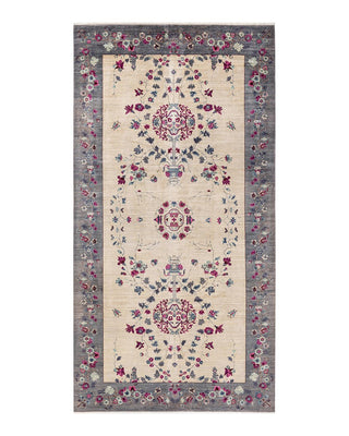 Contemporary Eclectic Ivory Wool Runner 6' 1" x 11' 8" - Solo Rugs
