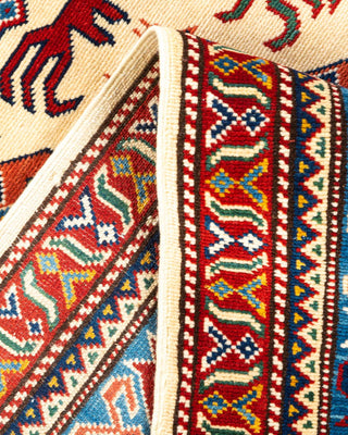 Bohemian Tribal Orange Wool Area Rug 5' 10" x 8' 7" - Solo Rugs