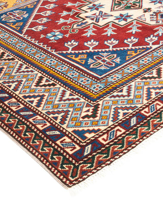 Bohemian Tribal Orange Wool Area Rug 5' 3" x 7' 4" - Solo Rugs