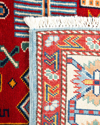 Bohemian Tribal Light Blue Wool Area Rug 5' 4" x 7' 3" - Solo Rugs