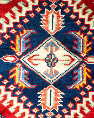 Bohemian Tribal Orange Wool Area Rug 4' 1" x 6' 1" - Solo Rugs