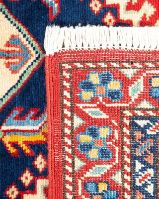 Bohemian Tribal Orange Wool Area Rug 4' 1" x 6' 1" - Solo Rugs