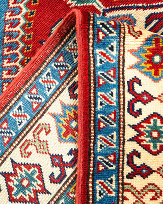 Bohemian Tribal Red Wool Area Rug 4' 1" x 6' 2" - Solo Rugs