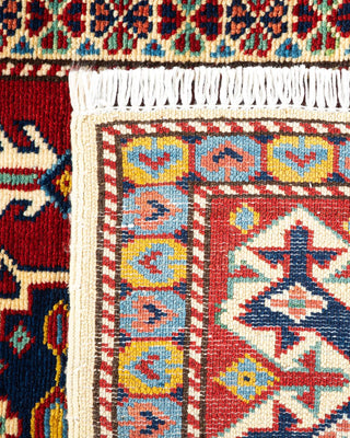 Bohemian Tribal Ivory Wool Area Rug 3' 6" x 5' 5" - Solo Rugs