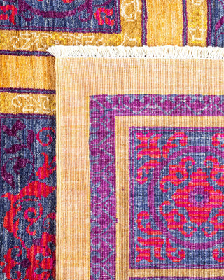 Contemporary Eclectic Yellow Wool Area Rug 8' 10" x 11' 10" - Solo Rugs