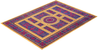 Contemporary Eclectic Yellow Wool Area Rug 8' 10" x 11' 10" - Solo Rugs