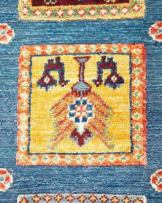 Bohemian Tribal Blue Wool Area Rug 6' 3" x 8' 7" - Solo Rugs