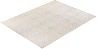 Contemporary Eclectic Ivory Wool Area Rug 9' 0" x 12' 3" - Solo Rugs