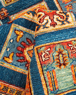 Bohemian Tribal Orange Wool Area Rug 5' 5" x 6' 6" - Solo Rugs