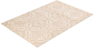 Contemporary Eclectic Ivory Wool Area Rug 4' 1" x 6' 3" - Solo Rugs