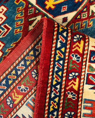 Bohemian Tribal Orange Wool Area Rug 4' 10" x 6' 4" - Solo Rugs
