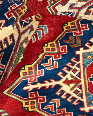Bohemian Tribal Orange Wool Area Rug 4' 10" x 6' 4" - Solo Rugs