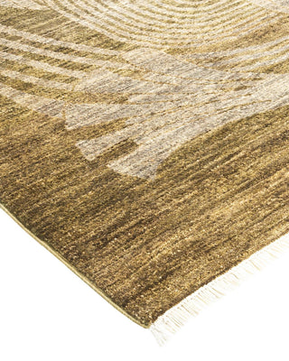 Contemporary Eclectic Green Wool Area Rug 8' 10" x 12' 5" - Solo Rugs