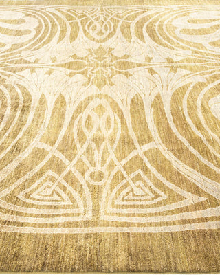 Contemporary Eclectic Green Wool Area Rug 8' 10" x 12' 5" - Solo Rugs