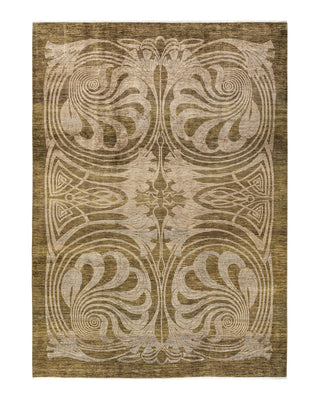 Contemporary Eclectic Green Wool Area Rug 8' 10" x 12' 5" - Solo Rugs