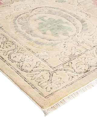 Contemporary Suzani Ivory Wool Area Rug 10' 0" x 14' 4" - Solo Rugs