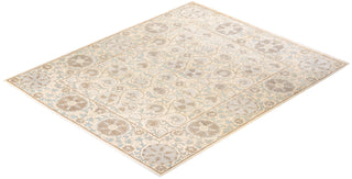 Contemporary Suzani Ivory Wool Area Rug 8' 1" x 9' 9" - Solo Rugs