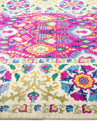 Contemporary Suzani Purple Wool Area Rug 6' 1" x 8' 5" - Solo Rugs