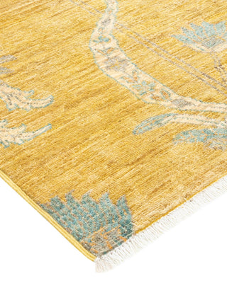 Contemporary Eclectic Yellow Wool Runner 2' 4" x 9' 9" - Solo Rugs