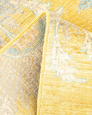 Contemporary Eclectic Yellow Wool Runner 2' 4" x 9' 9" - Solo Rugs