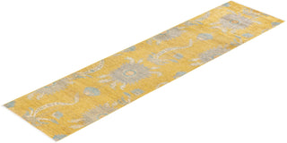 Contemporary Eclectic Yellow Wool Runner 2' 4" x 9' 9" - Solo Rugs