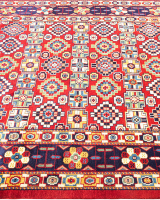 Bohemian Tribal Orange Wool Area Rug 4' 4" x 6' 5" - Solo Rugs