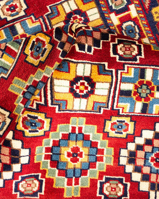 Bohemian Tribal Orange Wool Area Rug 4' 4" x 6' 5" - Solo Rugs