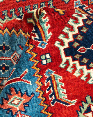 Bohemian Tribal Red Wool Area Rug 4' 4" x 6' 2" - Solo Rugs