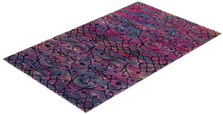 Contemporary Vibrance Pink Wool Area Rug 5' 1" x 8' 0" - Solo Rugs