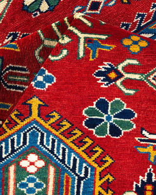 Bohemian Tribal Red Wool Area Rug 5' 10" x 7' 9" - Solo Rugs
