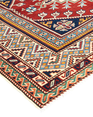 Bohemian Tribal Orange Wool Area Rug 5' 2" x 7' 6" - Solo Rugs