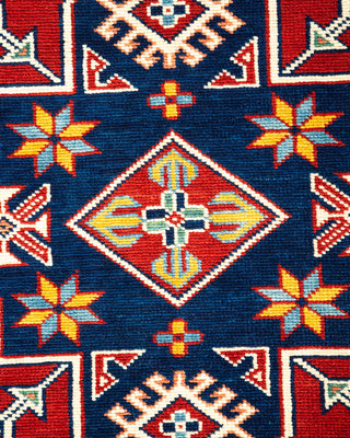 Bohemian Tribal Orange Wool Area Rug 5' 2" x 7' 6" - Solo Rugs