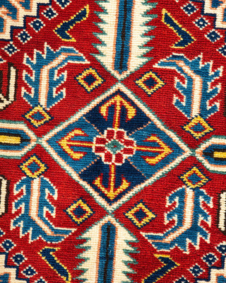 Bohemian Tribal Blue Wool Area Rug 5' 0" x 7' 7" - Solo Rugs