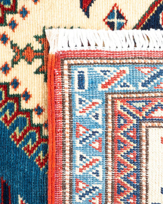 Bohemian Tribal Blue Wool Area Rug 4' 2" x 6' 1" - Solo Rugs