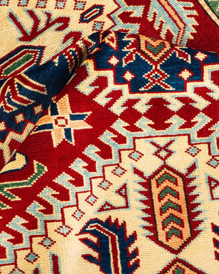 Bohemian Tribal Orange Wool Area Rug 4' 9" x 6' 8" - Solo Rugs