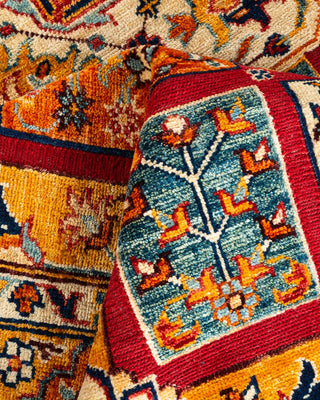 Bohemian Tribal Light Blue Wool Area Rug 6' 4" x 9' 5" - Solo Rugs